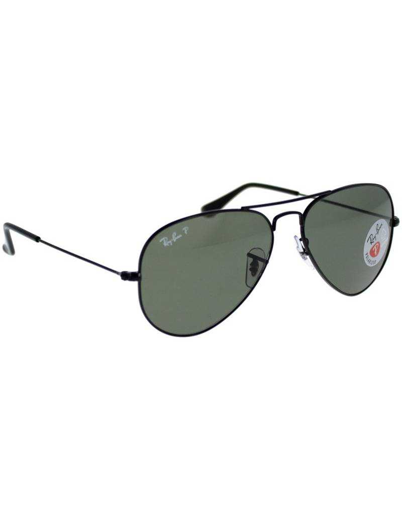 Anteojos Lentes de Sol Ray Ban Aviator Rb3025 Negro/Verde Polarizado 62-14 - Imagen 1